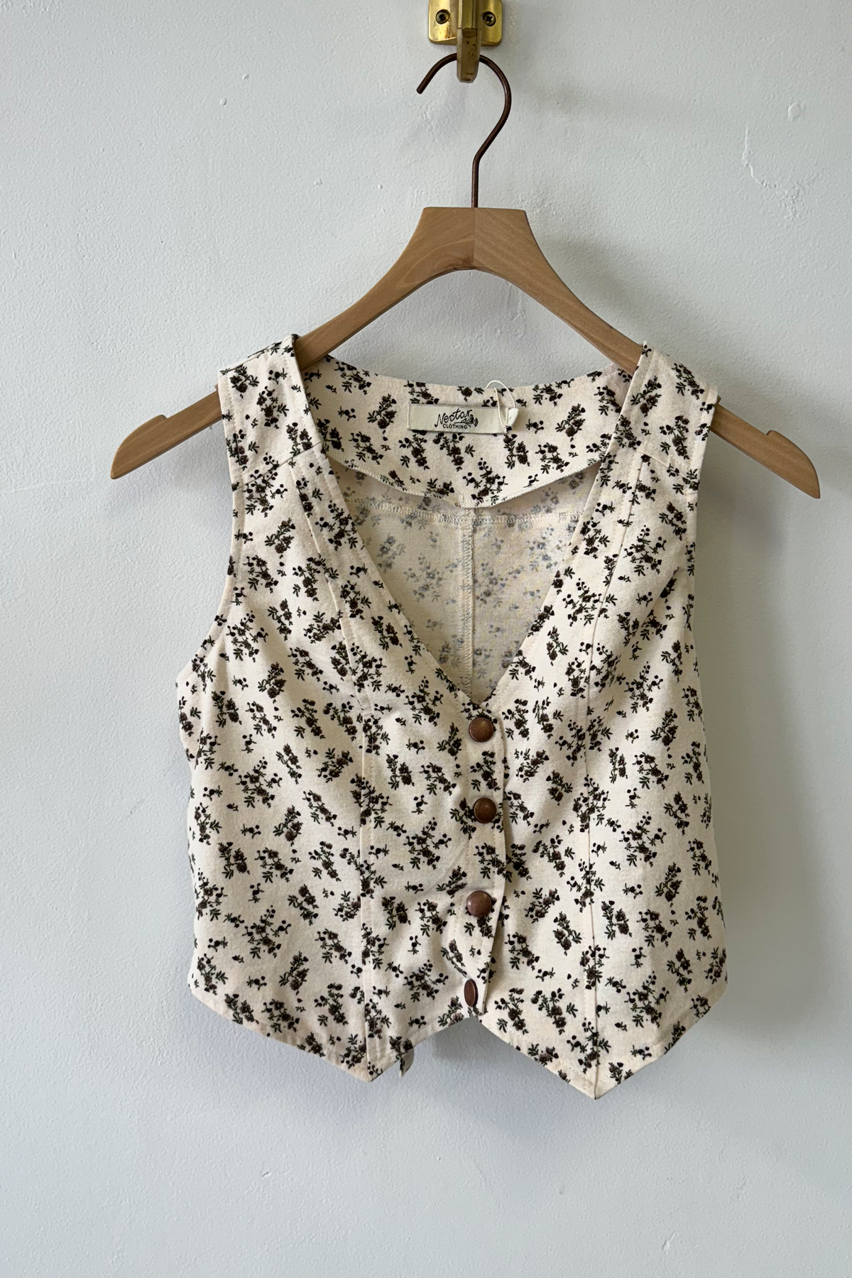 Button Up Floral Vest