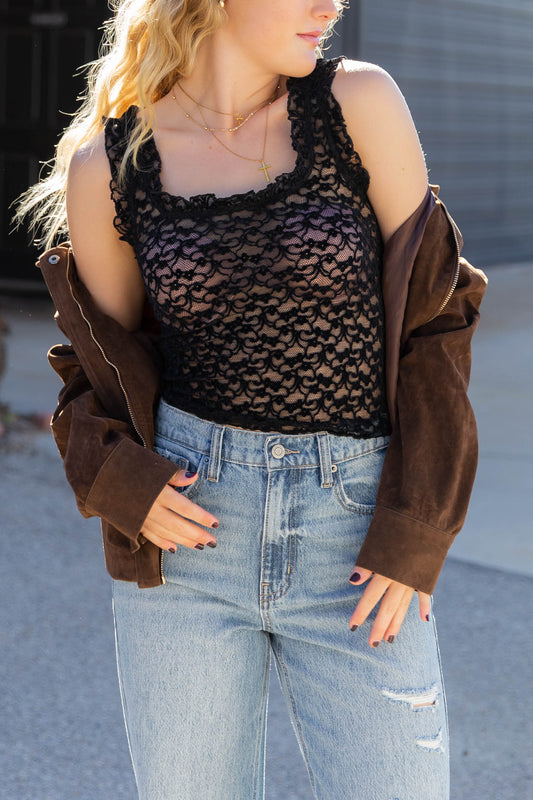 Sheer Lace Sleeveless Top